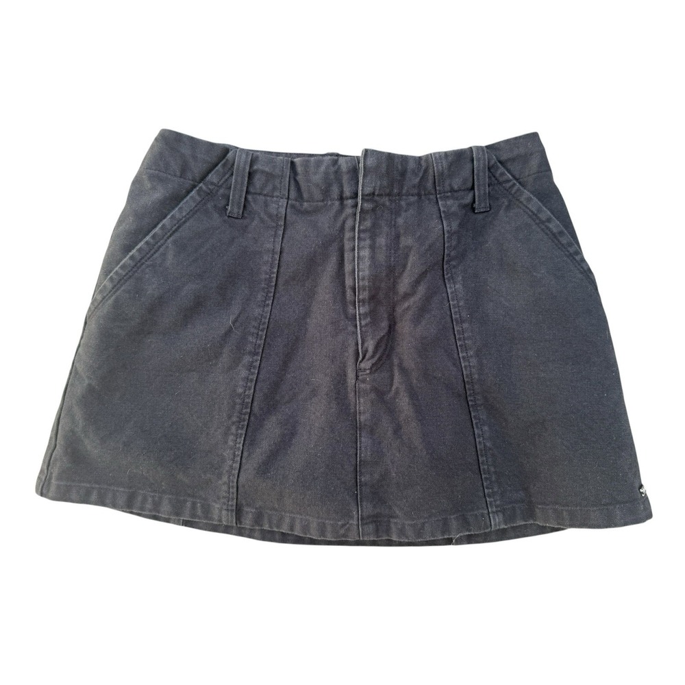 RVCA Black Denim Skort Size 26 Stretch Mini Skirt Built In Shorts Casual Surf